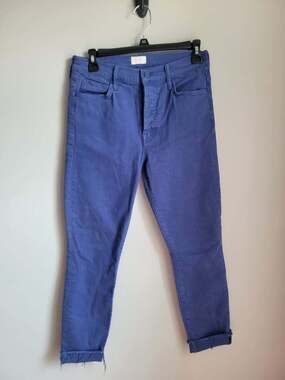 Mother The Stunner Ankle Fray Skinny Jeans Play Date Size 26 Mazerine Blue